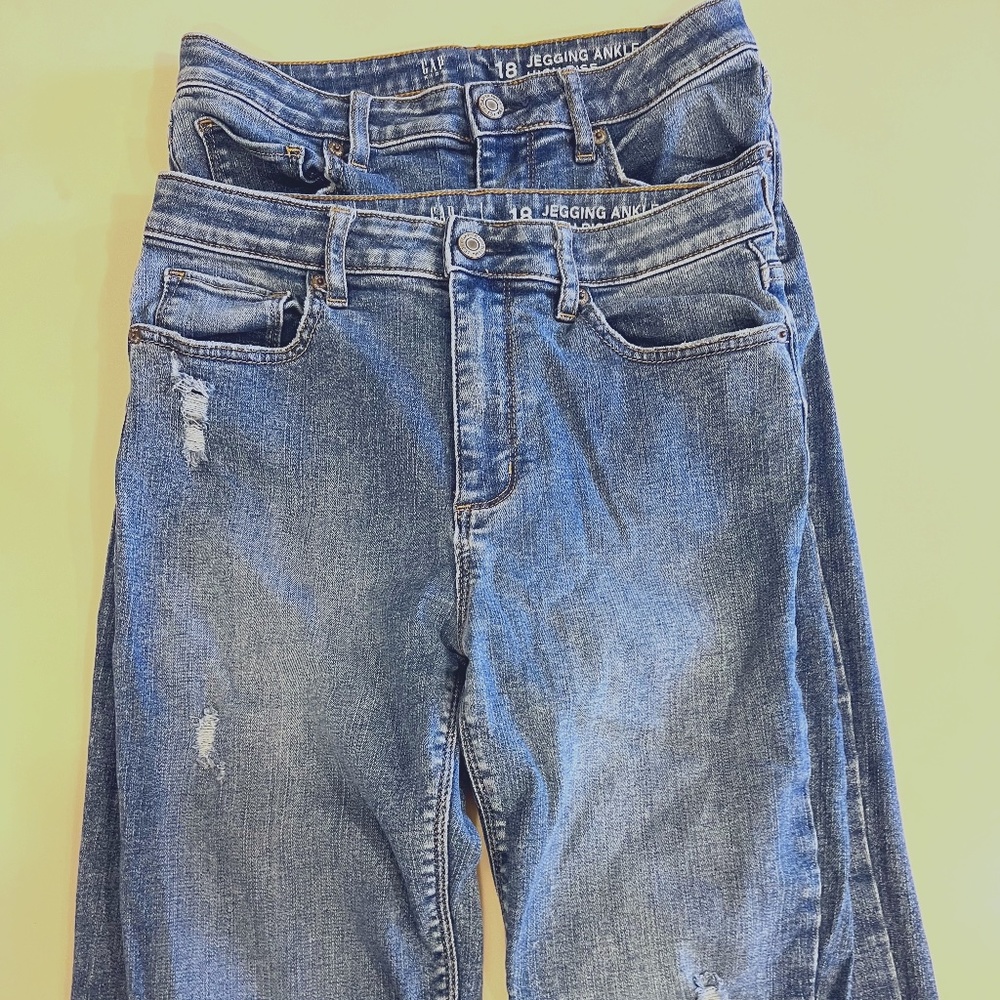 Gap Kids TWO PAIR Jegging Ankle High Rise Jeans Girls 18 Great Condition